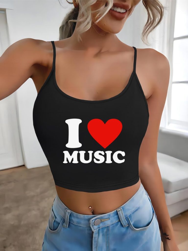 White Music Print Halter Tee