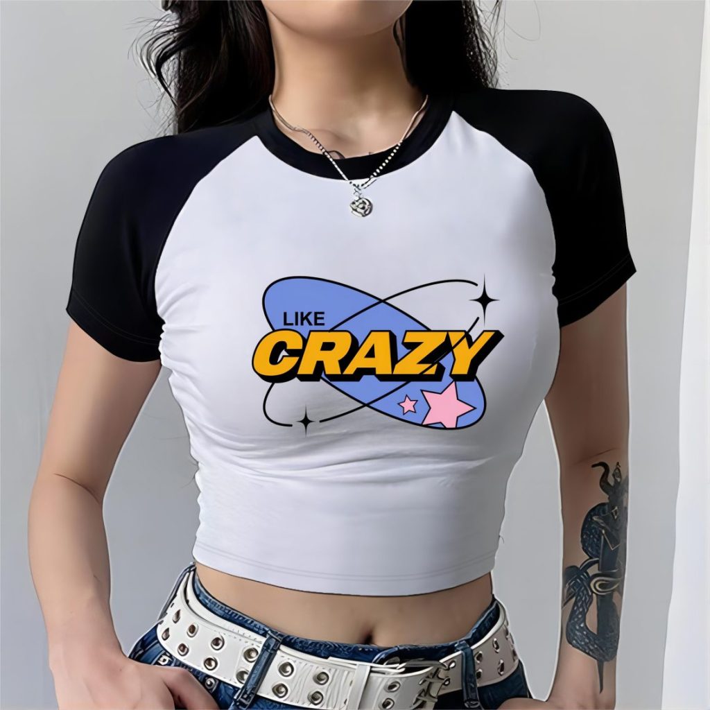 Beige Cartoon Print Collared Tee
