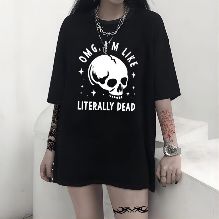 Gray Letter Print Off-Shoulder Top