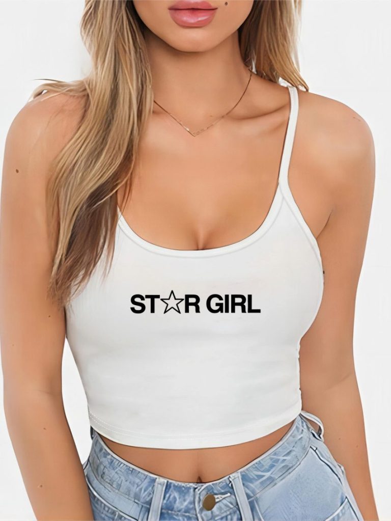 White Star Print Halter Top