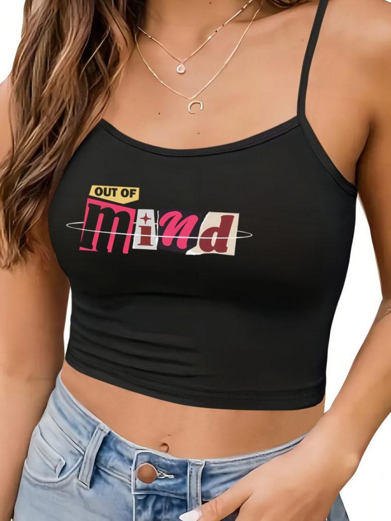 Multicolor Letter Print Halter Top