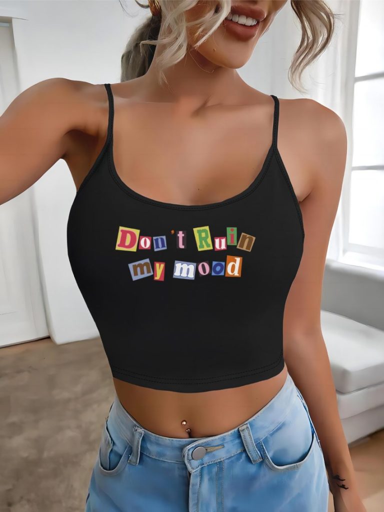 Gray Rainbow Print Sleeveless Top