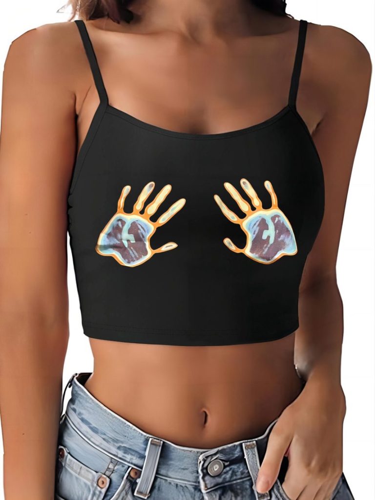 Multicolor Smiley Print Halter Top