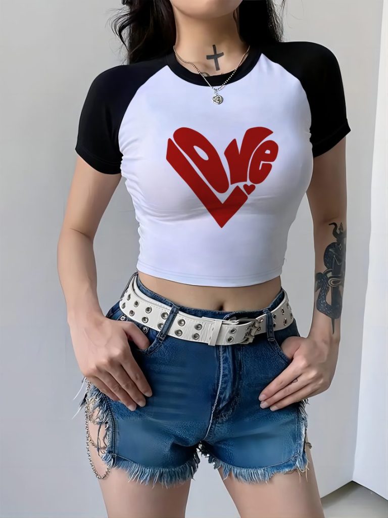 Heart Print 3-4 Sleeve Top