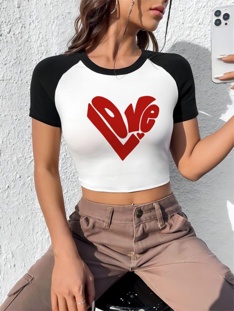 Brown Smiley Print V-Neck Tee