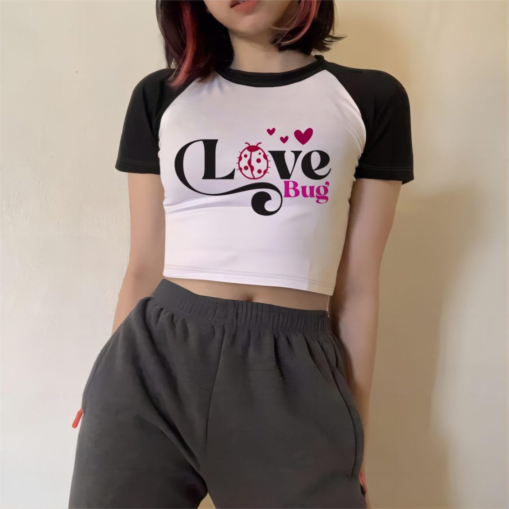 Pink Music Print V-Neck Tee