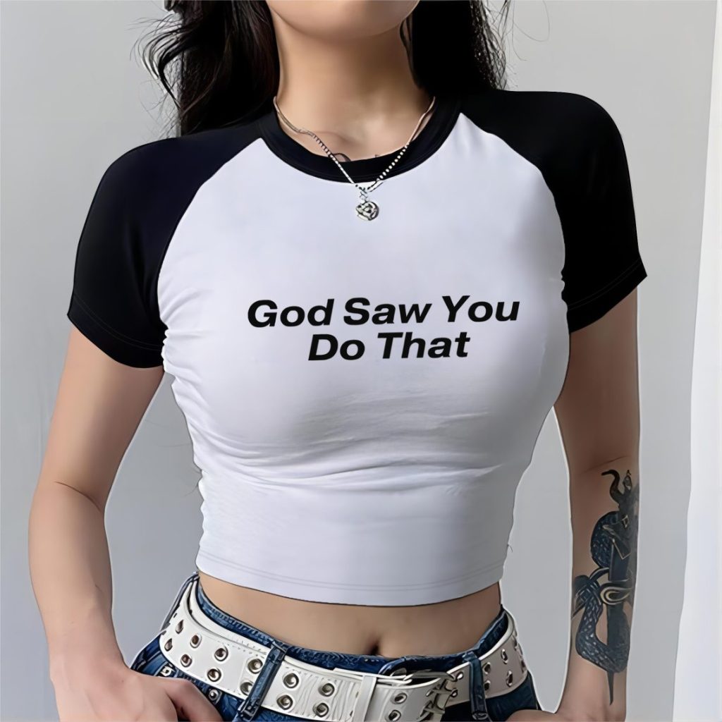 White Striped 3-4 Sleeve Tee