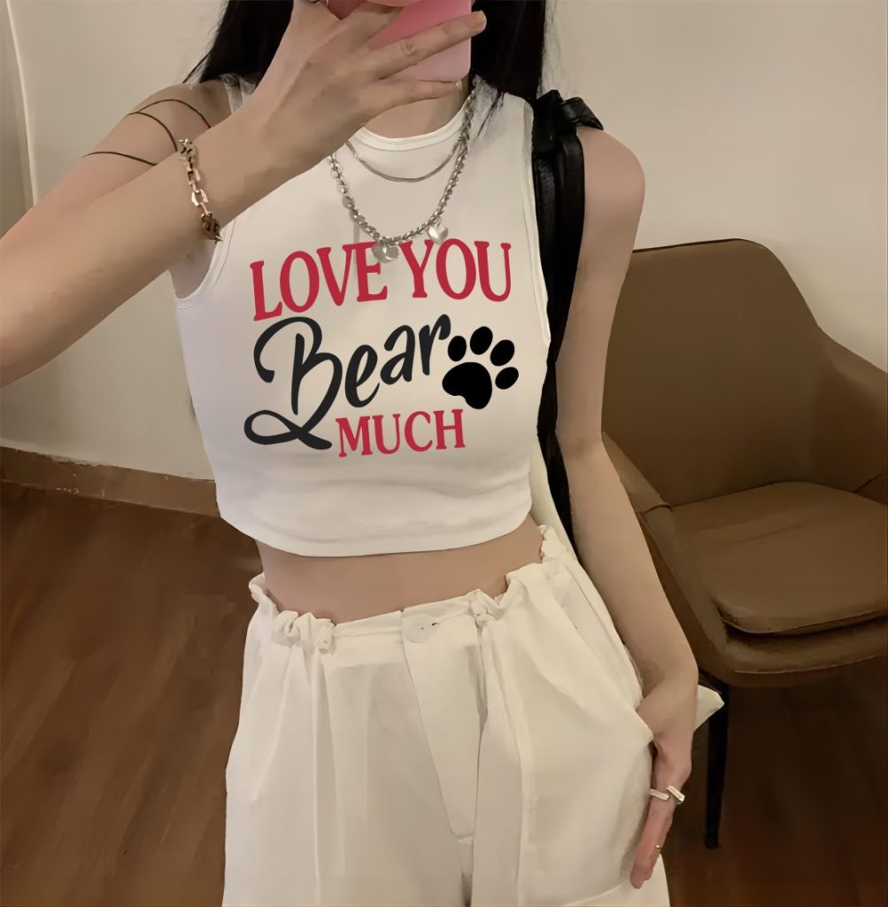Pink Heart Print Crew Top