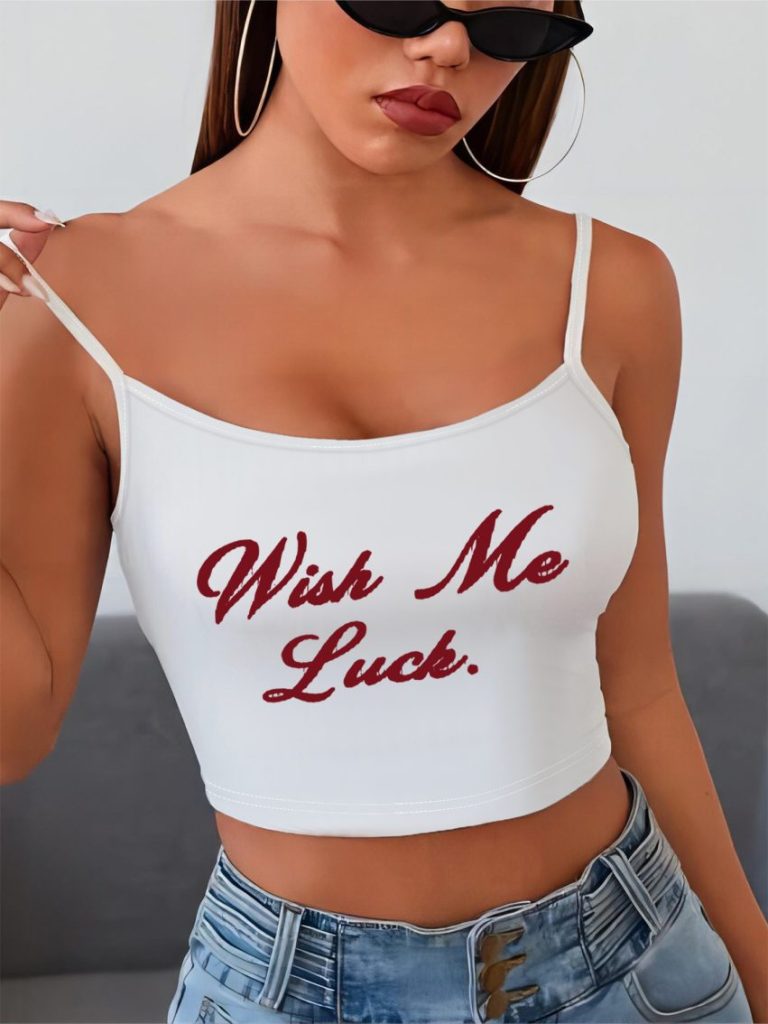 Red Star Print Halter Top