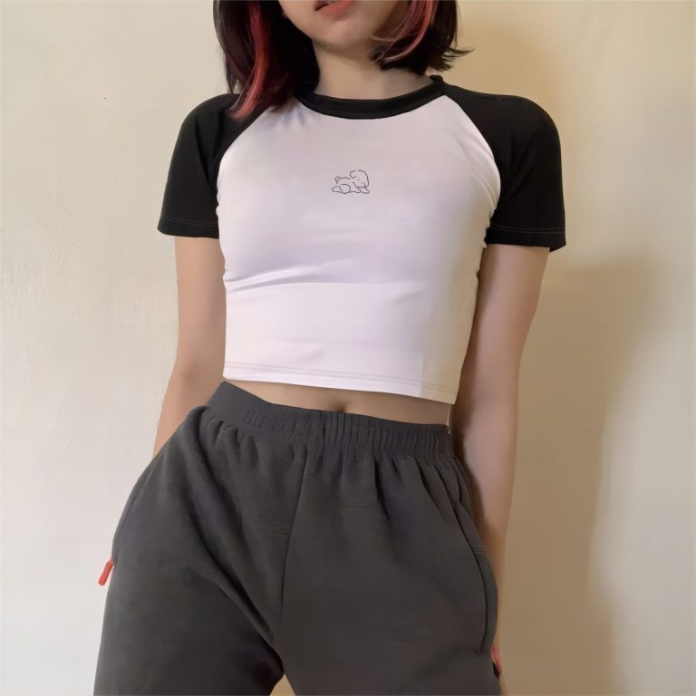 Gray Cotton Crew Top