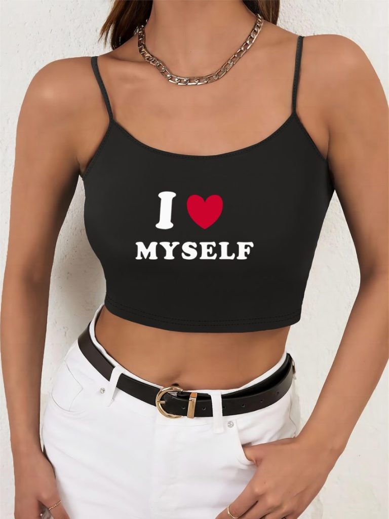 Brown Letter Print Halter Top