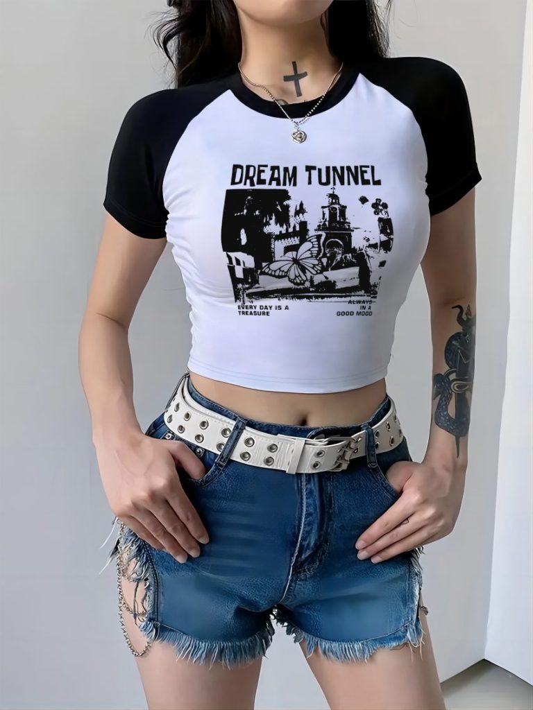 Gray Skull Print Halter Tee