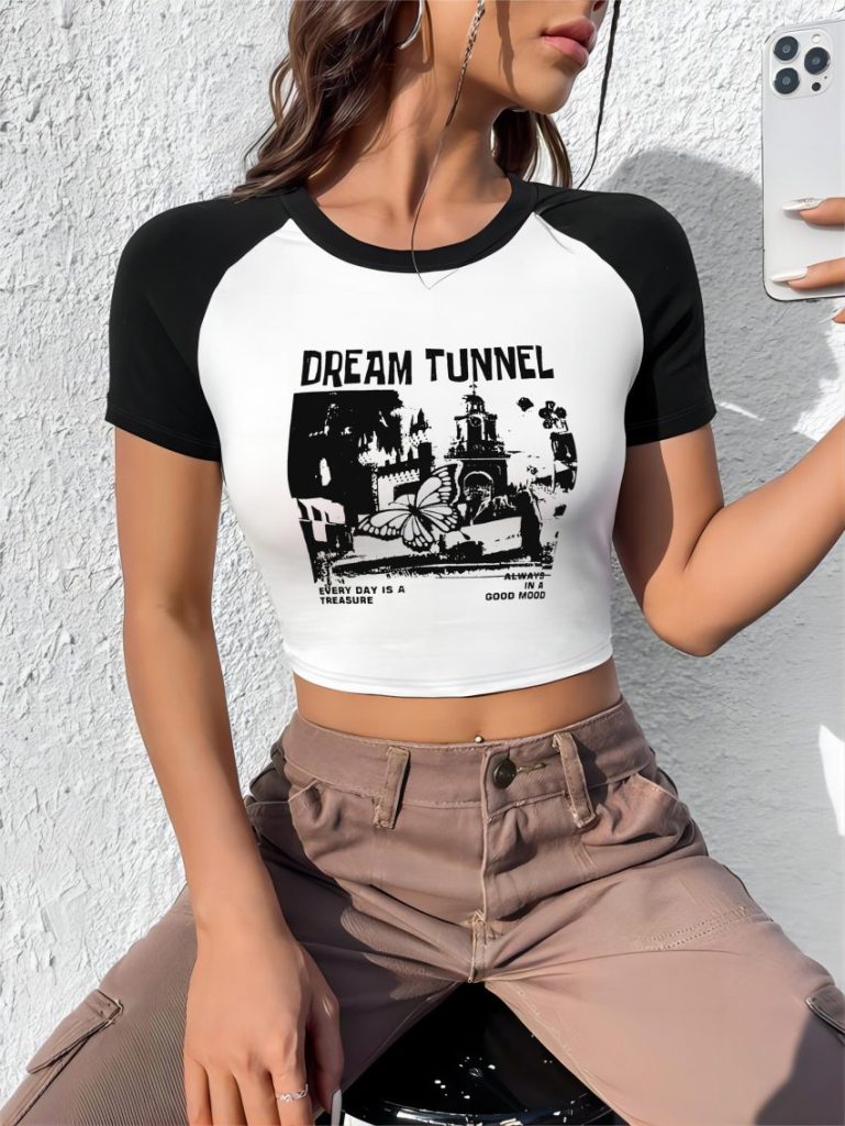 Portrait Print V-Neck Tee