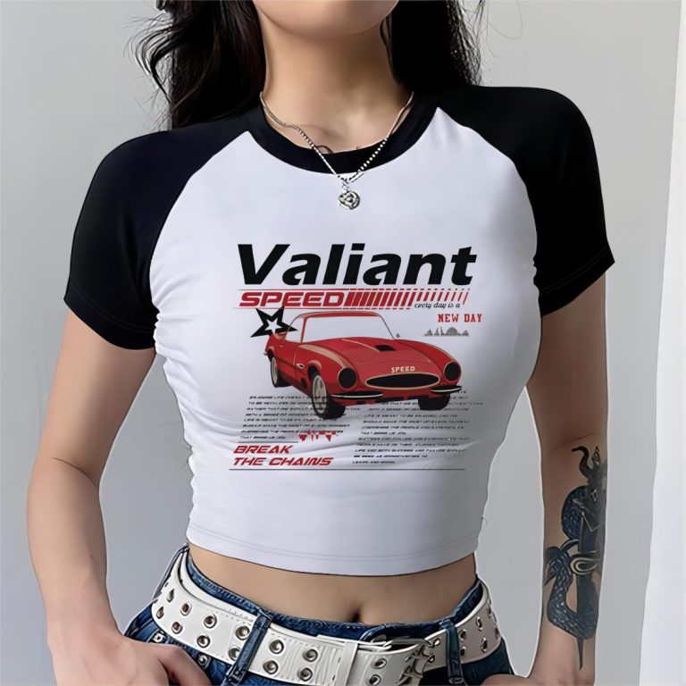 Orange Music Print V-Neck Tee