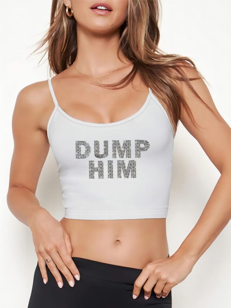 Gray Letter Print Halter Top