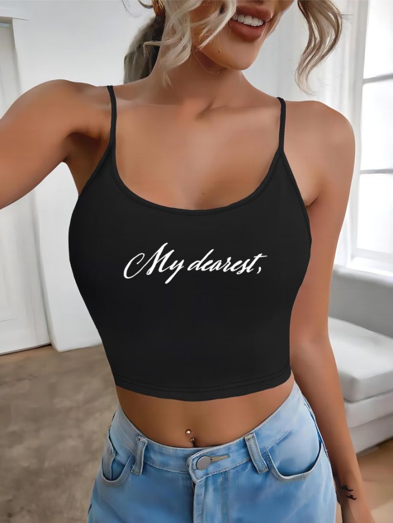 Letter Print Off-Shoulder Top
