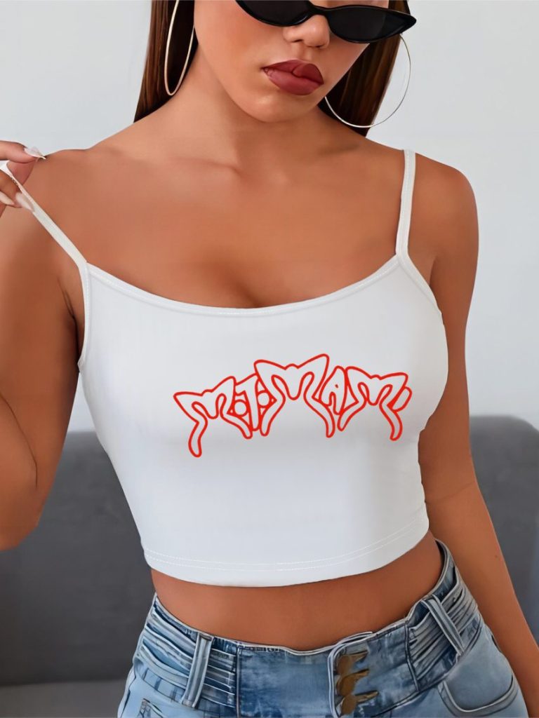 Orange Heart Print Collared Top