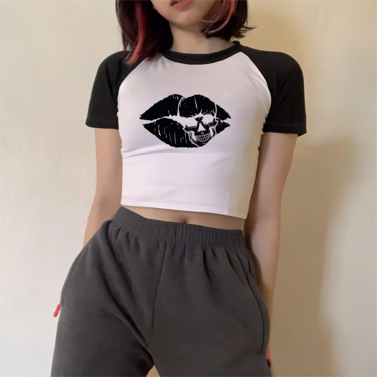 Gray Heart Print Collared Top