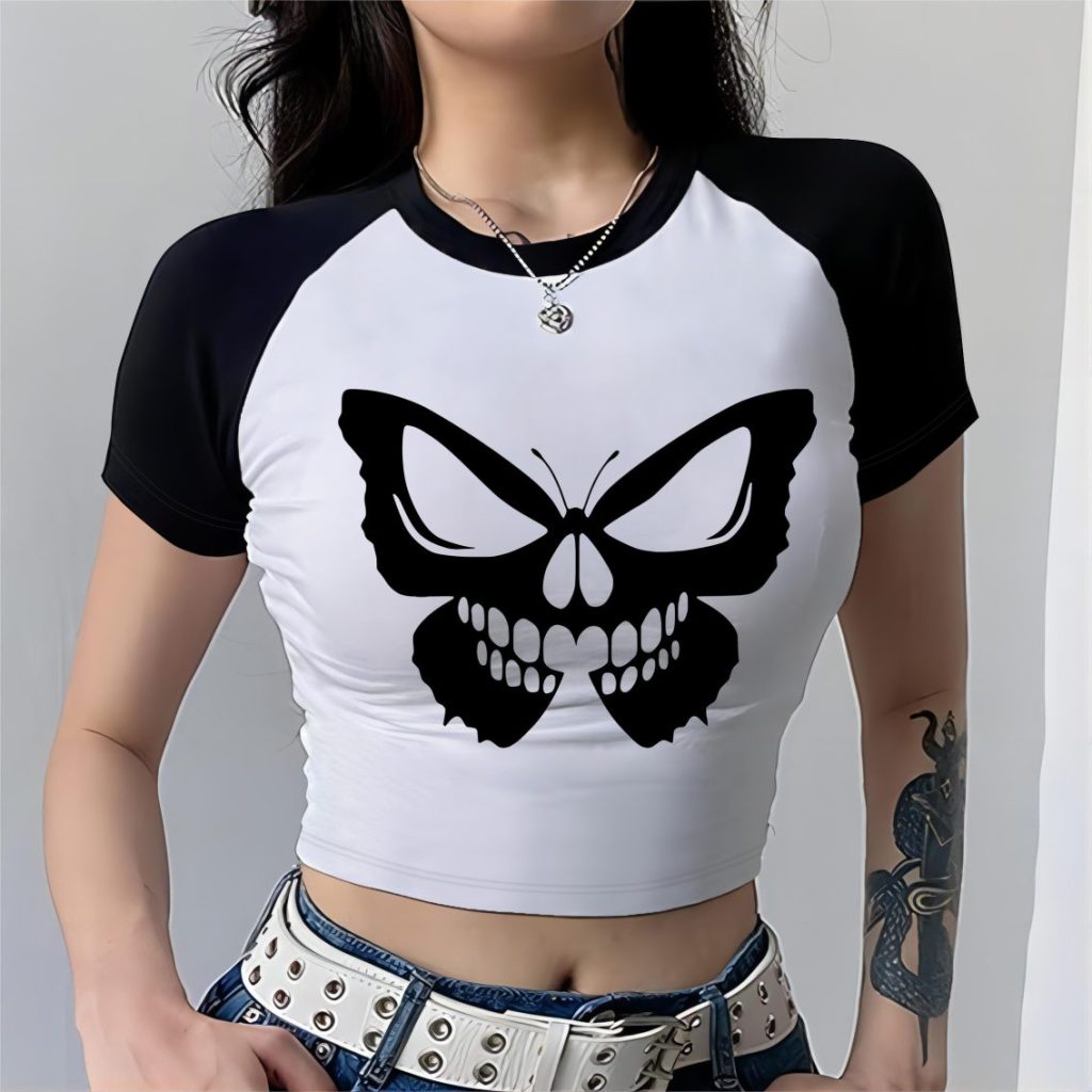 White Skull Print Tee