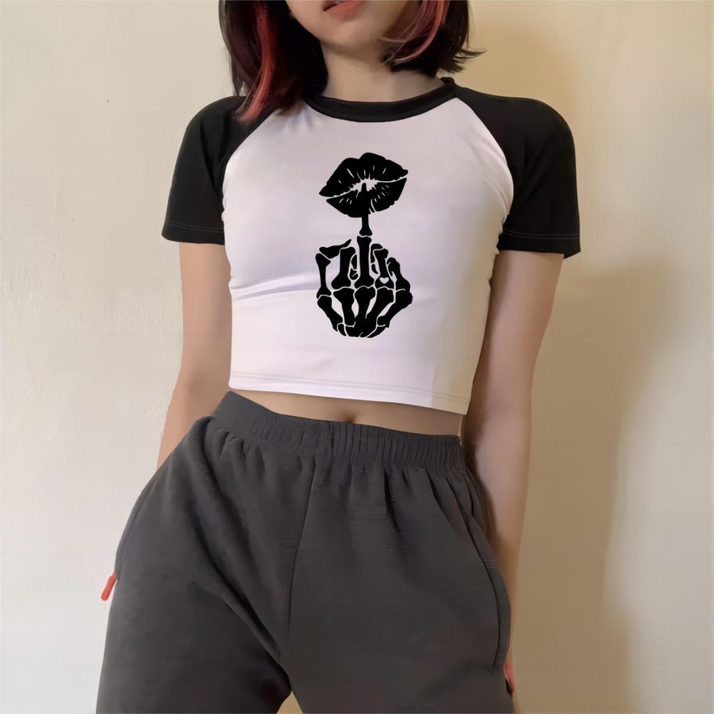 White Heart Print Off-Shoulder Top