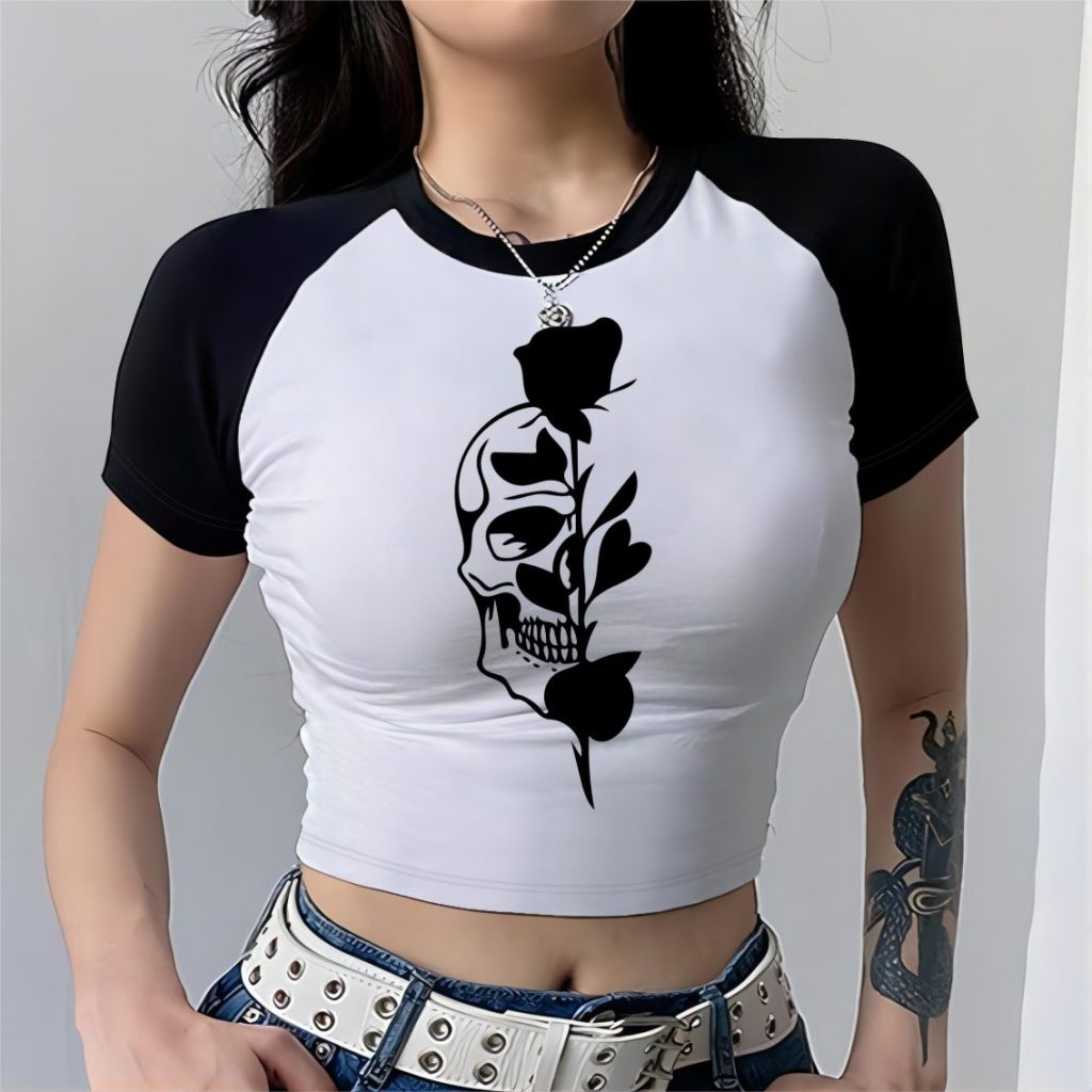 Music Print Cap Sleeve Tee