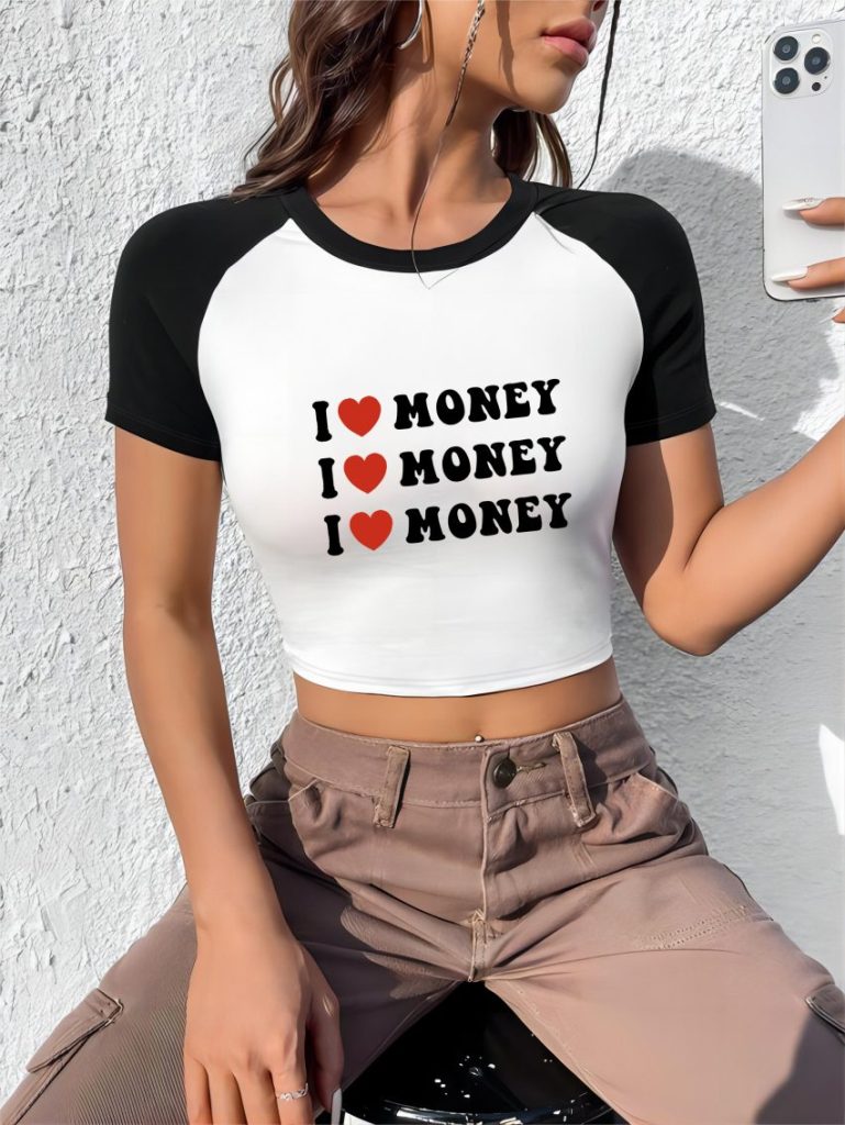 Brown Letter Print Crew Tee