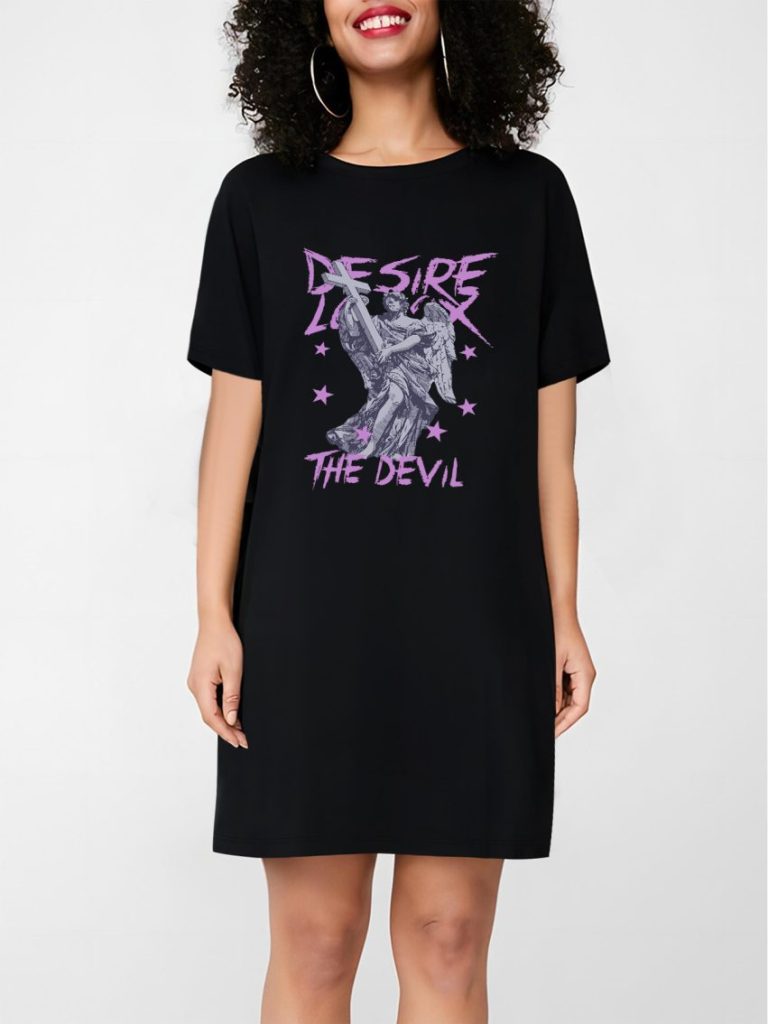 Purple Abstract Print Crew Tee