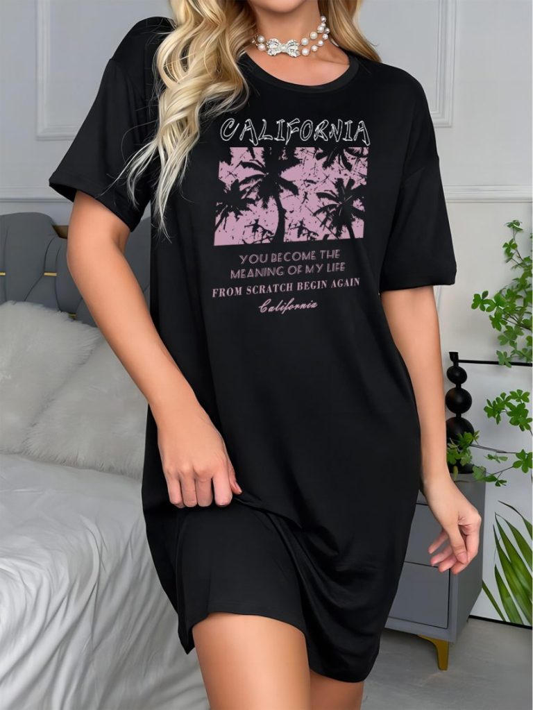 Pink Tropical Print Crew Tee