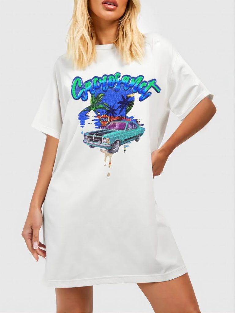 Blue Abstract Print Crew Tee