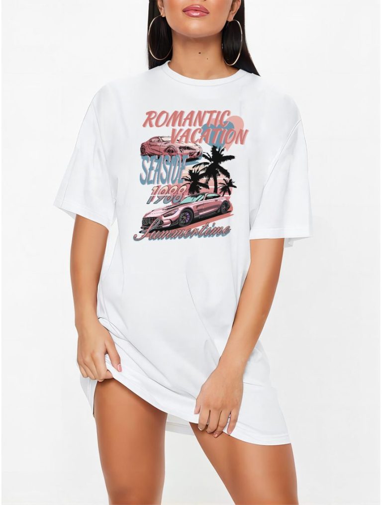 White Abstract Print Collared Tee