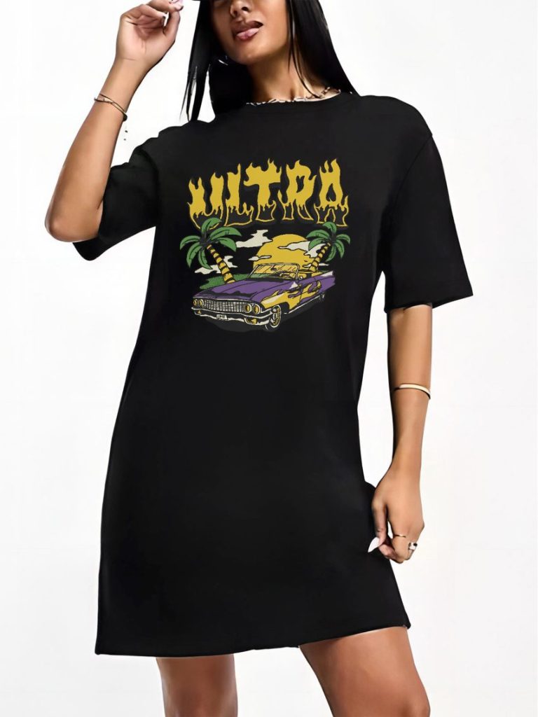 Black Abstract Print Tee