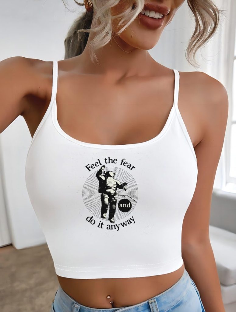 Music Print V-Neck Top