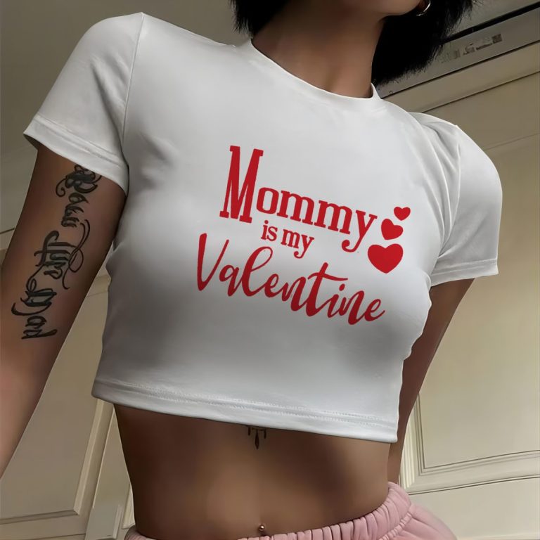 Red Cartoon Print Off-Shoulder Top
