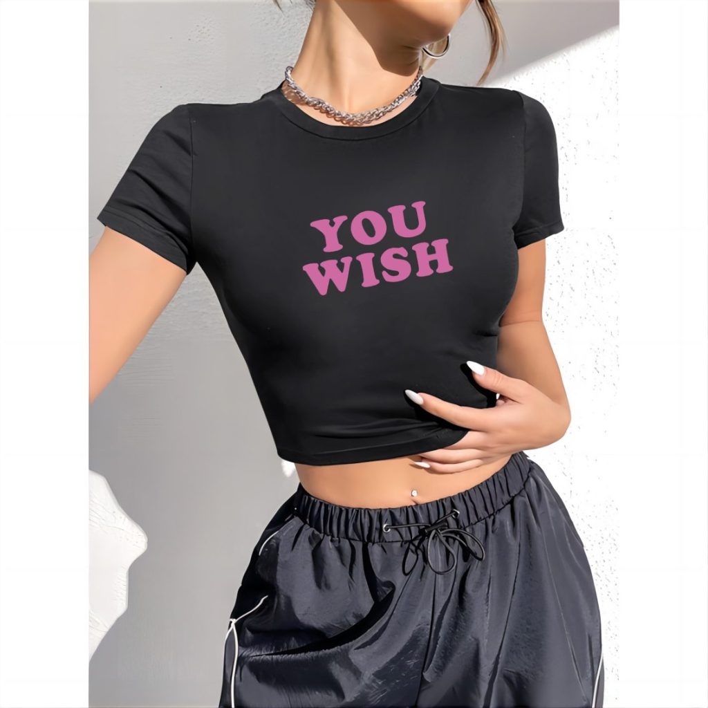 Pink Letter Print Off-Shoulder Top