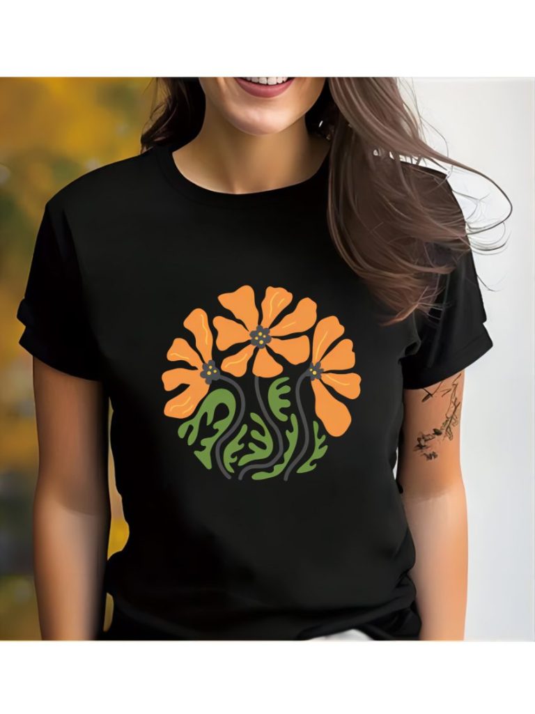 Floral Print Cotton Crewneck Tee