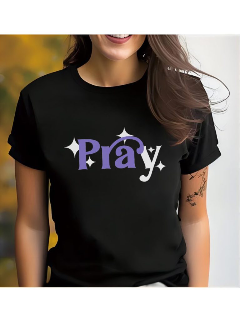 Purple Slogan Print Cotton Tee