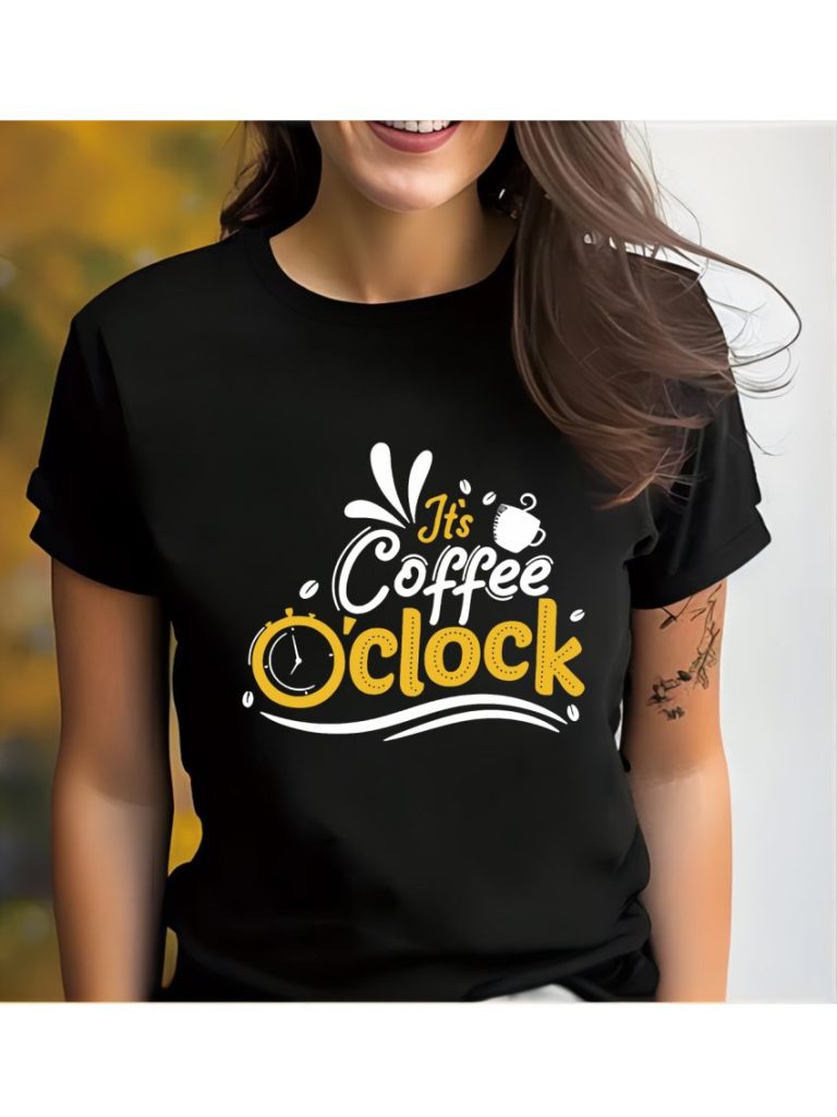 Coffee Clock Graphic Cotton Tee