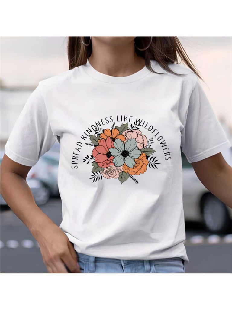 Colorful Floral Print Cotton Tee