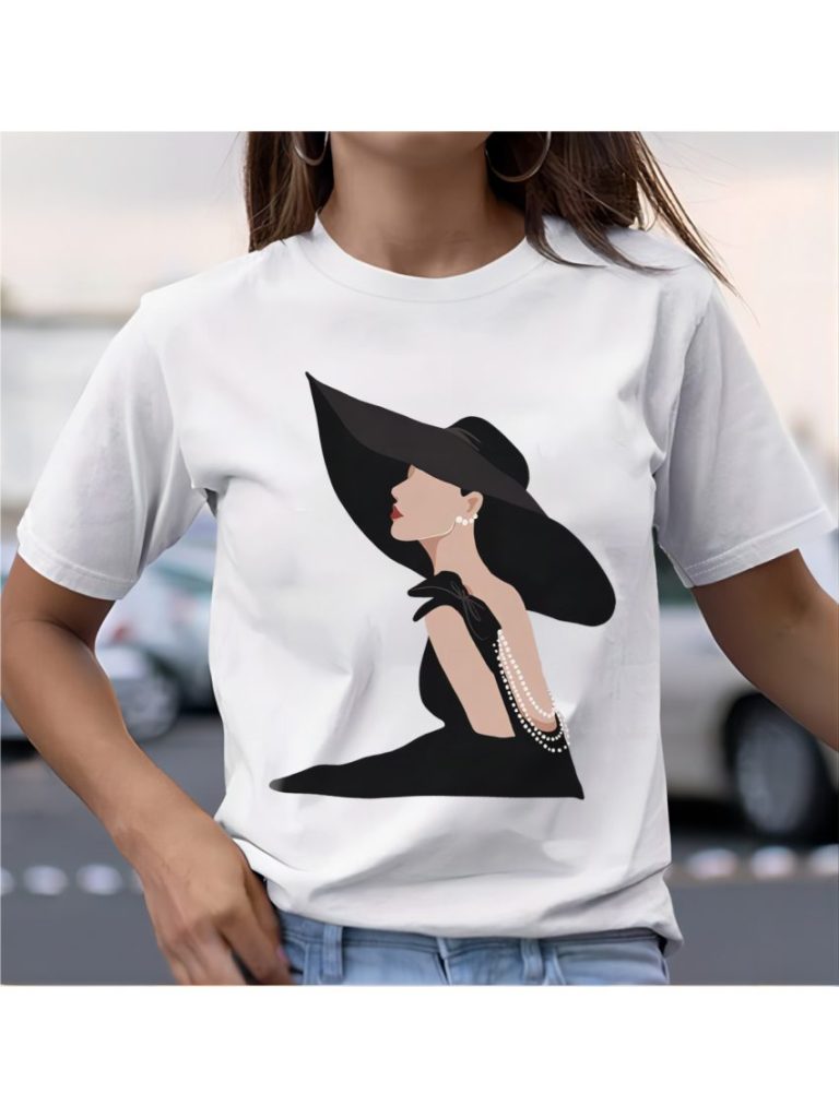 Black Cartoon Print Tee