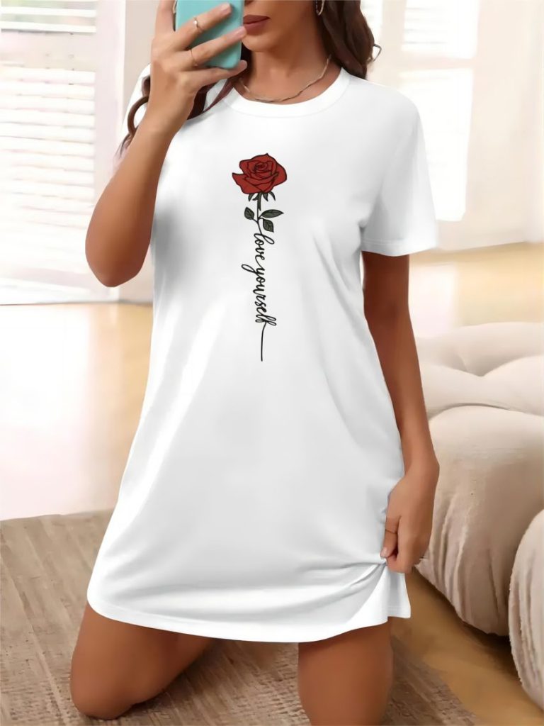 White Floral Print Tee
