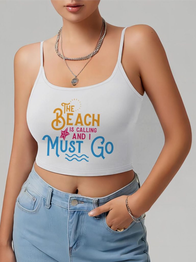 Multicolor Letter Print Off-Shoulder Top