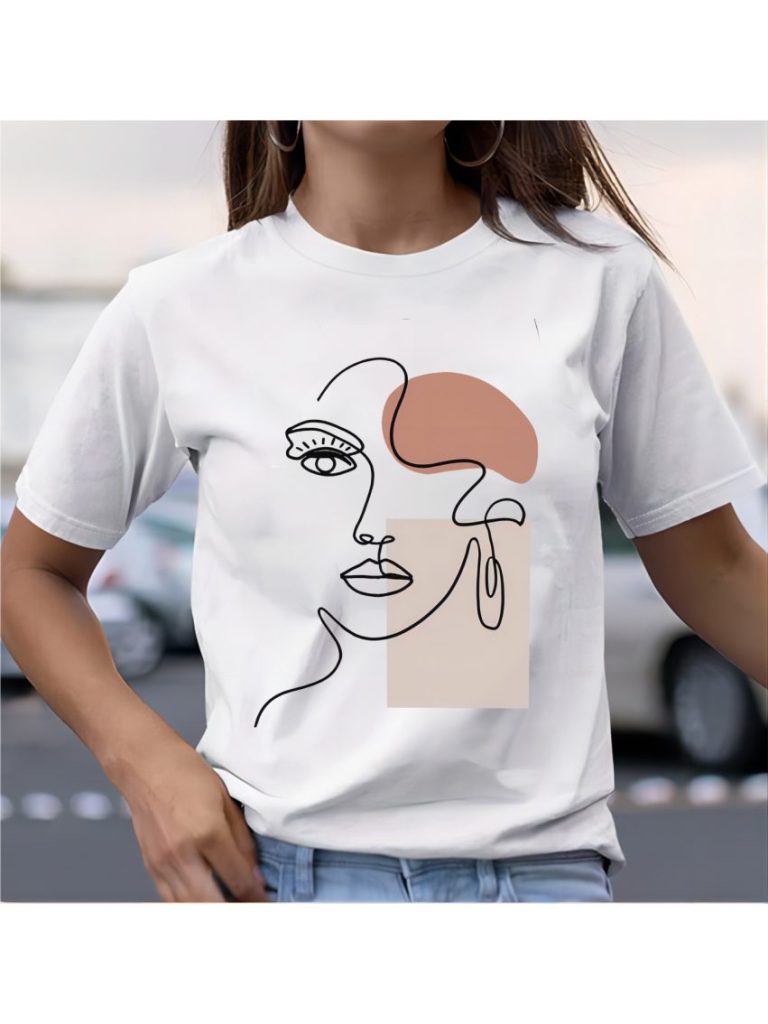 Beige Portrait Print Tee