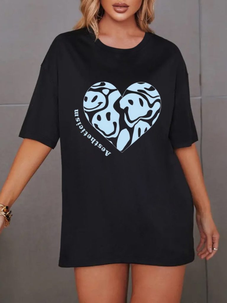 Black Geometric Print Tee