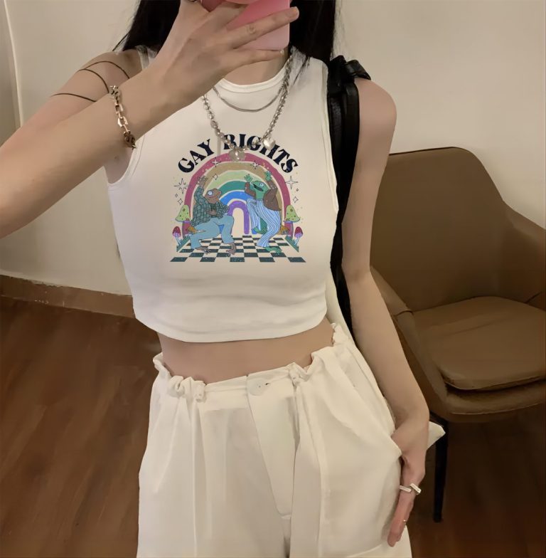 Pink Rainbow Print Crew Tee