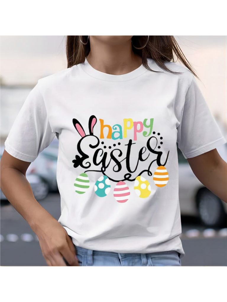 Beige Rainbow Print V-Neck Tee