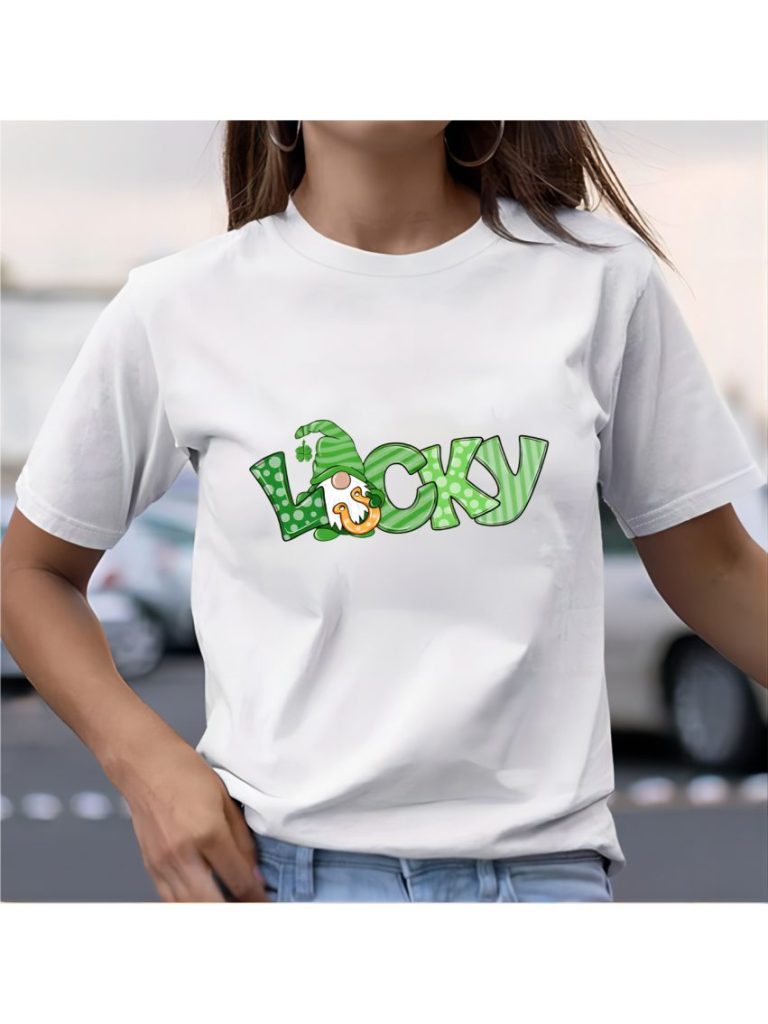 Green Cartoon Print Collared Tee