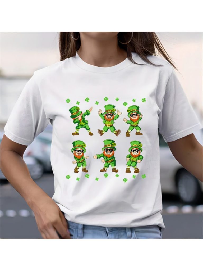 Green Cartoon Print Crew Tee