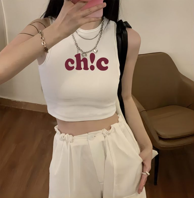 White Smiley Print Sleeveless Top