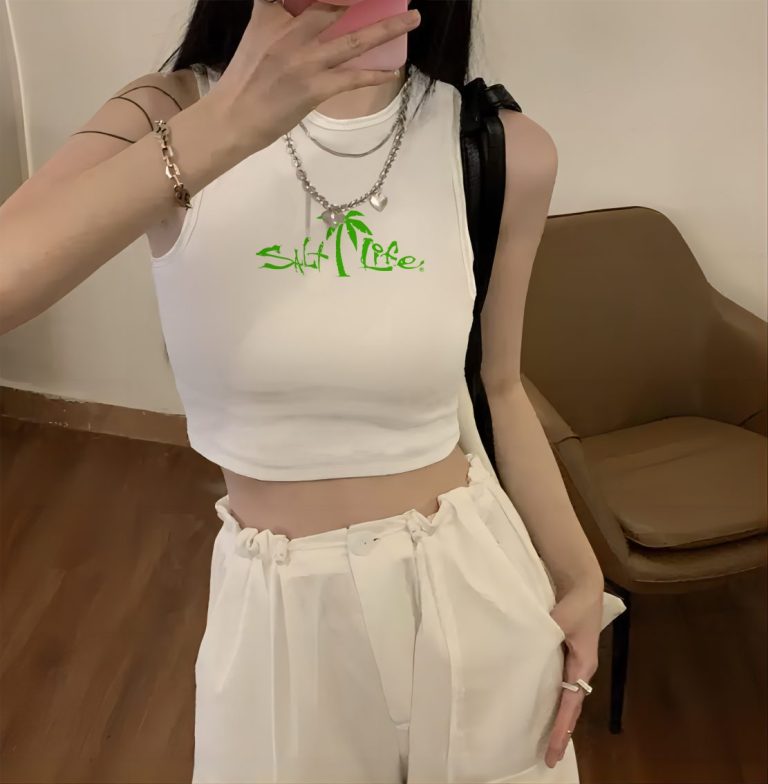 Green Heart Print Halter Top