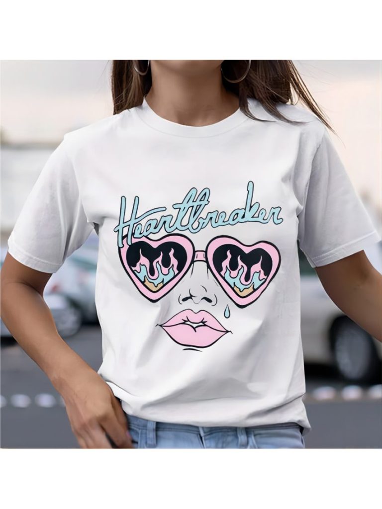 Pink Heart Print Tee